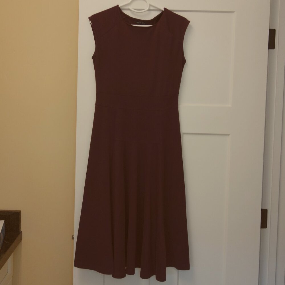 Lands End Dark Purple Sleeveless midi dress size XS Eggplant